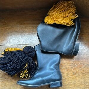 Black and Yellow Tassel Boots